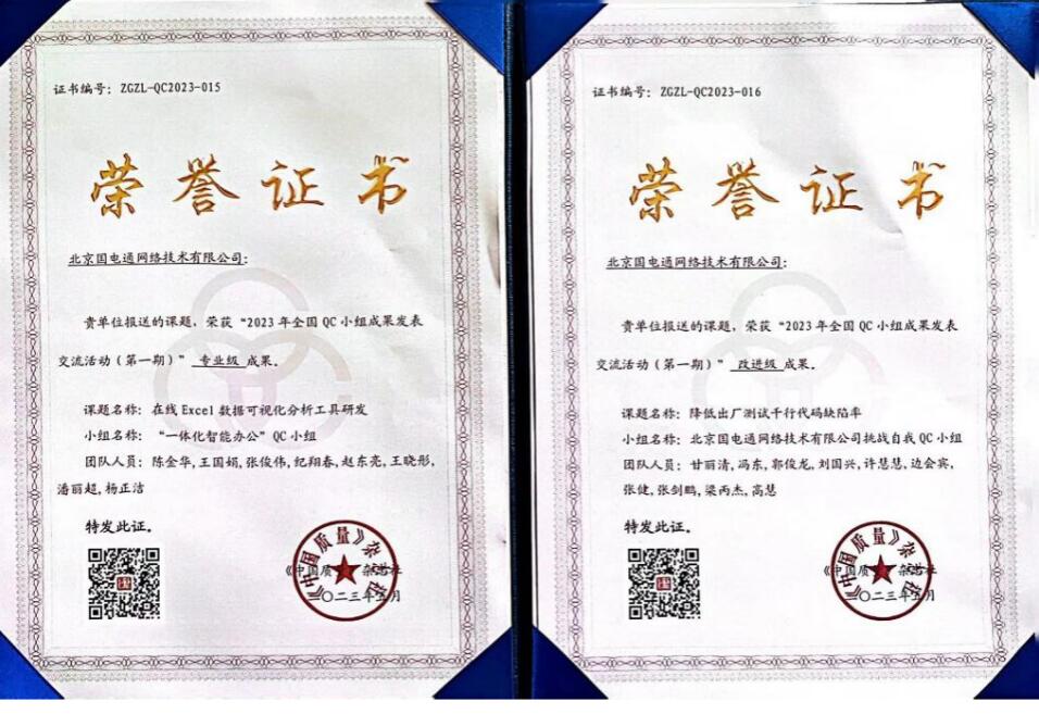 國網(wǎng)信通產(chǎn)業(yè)集團國電通兩項QC成果分獲2023年全國QC小組成果二、三等獎