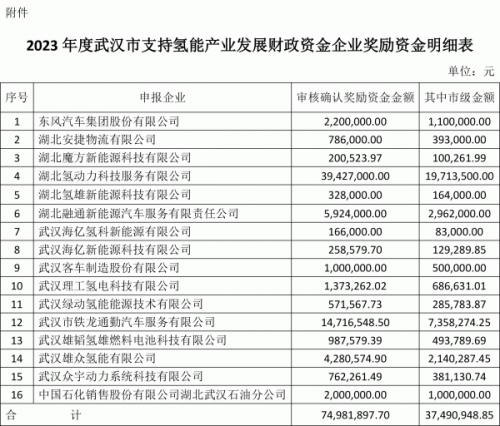 7500萬元 武漢公布?xì)淠墚a(chǎn)業(yè)扶持資金結(jié)果